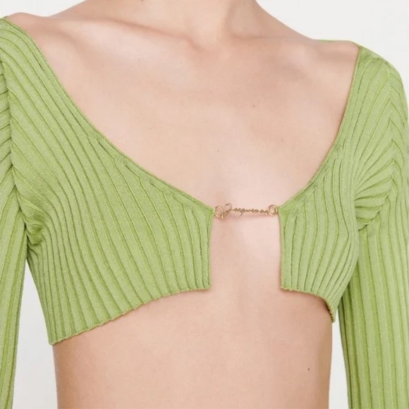 Jacquemus Tops - Jacquemus Green La Maille Pralu Cardigan Crop Top Sweater